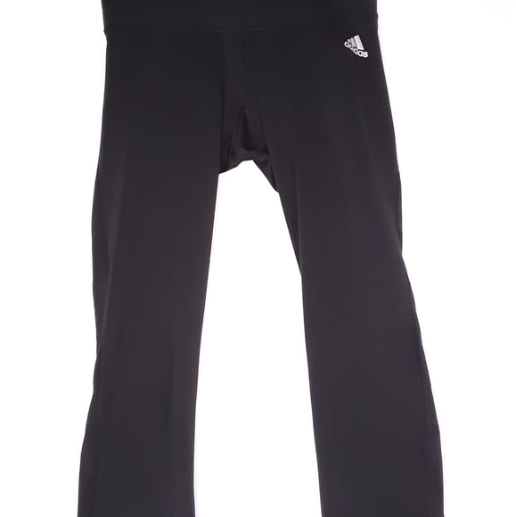 Adidas Womens Climalite Black Compression Cropped Leggings Size Small - Picture 1 of 7